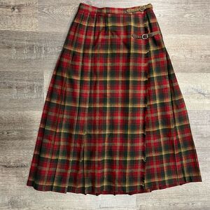 Pendleton Plaid tartan wool fringe wrap pleated skirt size 6​